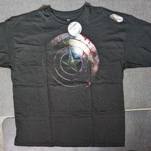 Marvel Captain America Shield Black Tshirt